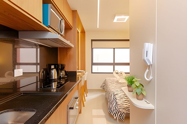Studio Moderno com Área de Lazer Completa