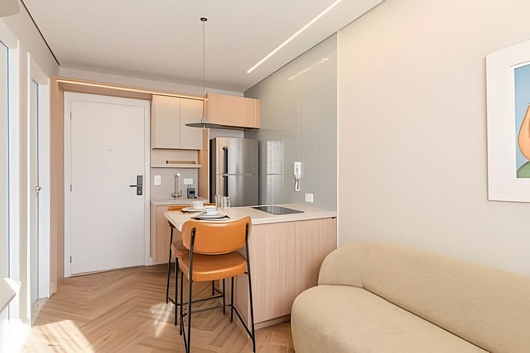 Studio elegante com estrutura premium no centro