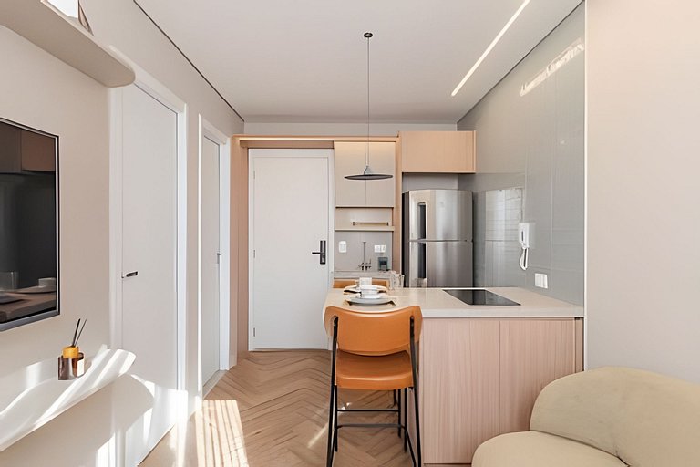 Studio elegante com estrutura premium no centro