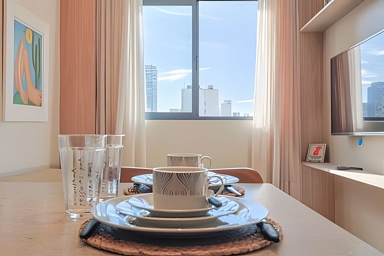 Studio elegante com estrutura premium no centro