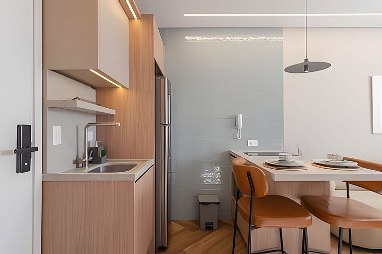 Studio elegante com estrutura premium no centro