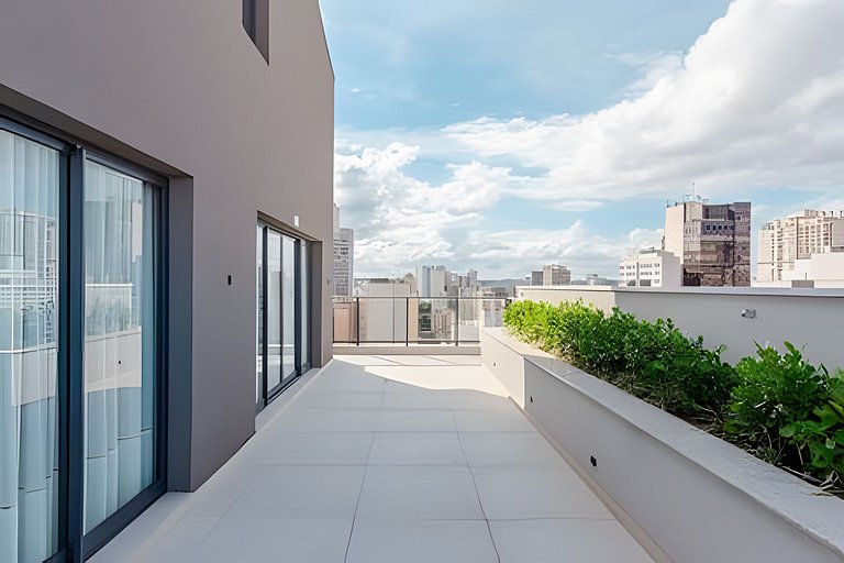 Studio elegante com estrutura premium no centro